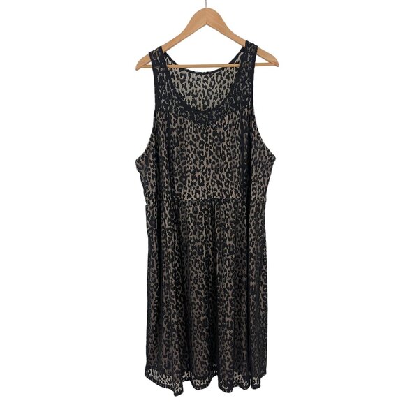 Size 28 4X NEW$89.95 LEOPARD PRINT LACE OVERLAY ILLUSION MIDI DRESS Plus Size - Picture 3 of 6